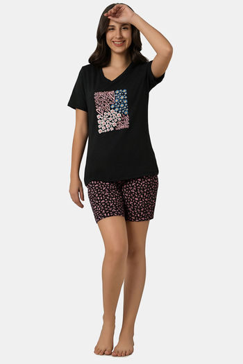 Amante Cotton Elastane Shorts - Polka Heart Print — image 5